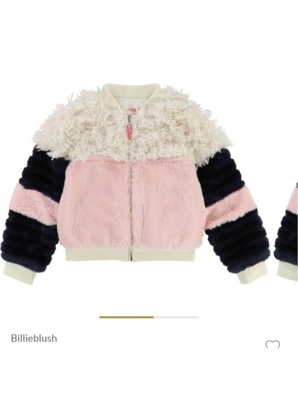 Billieblush Colorblock Faux Fur Pink Kid's Jacket 10T